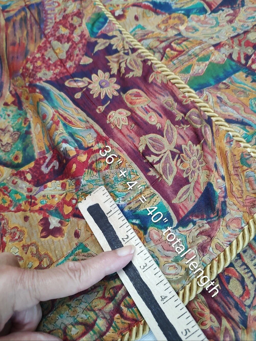 5TH AVE Designs Fabric Hand Made? King Shams Gold Braid Trim Rich Tapestry Color